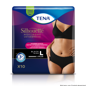 TENA Silhouette Plus Lady Pants Normal Black L Hüfte 95 bis 125 cm(1 Karton: 2 x 10 Stück)